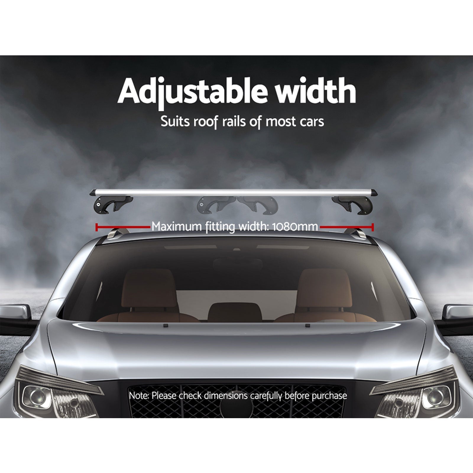 Universal Car Roof Rack Cross Bars Aluminium Silver Adjustable 108cm Racks Does not apply