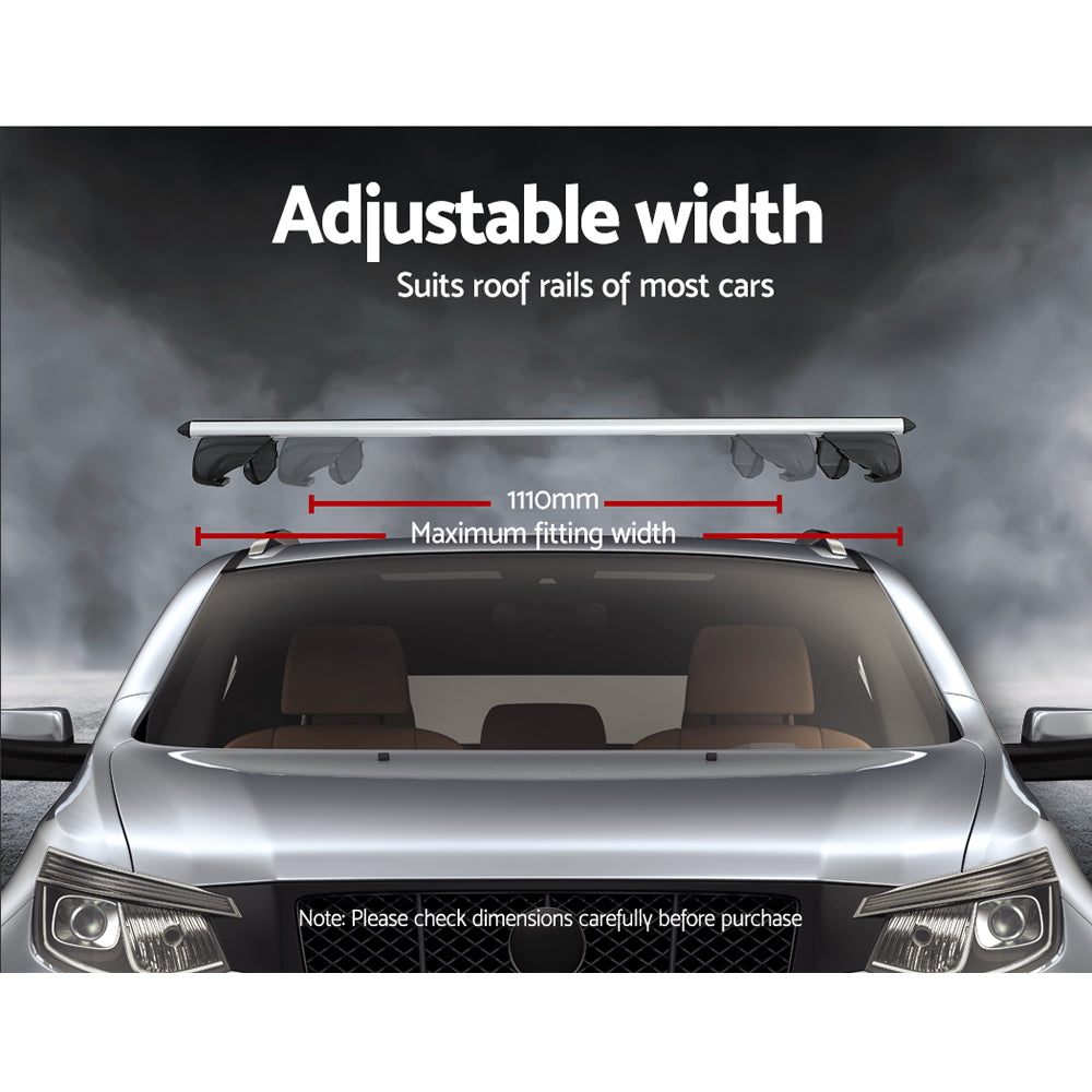 Universal Car Roof Rack Cross Bars Aluminium Adjustable 111cm Silver Upgraded Does not apply
