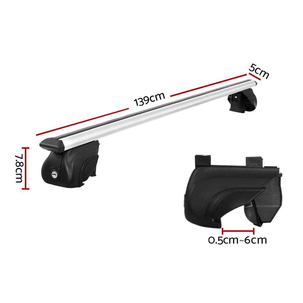 Universal Car Roof Rack Aluminium Cross Bars Adjustable 126cm Silver Upgraded Does not apply