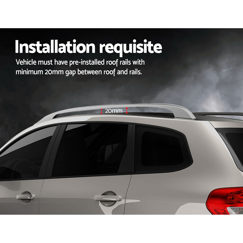 Universal Car Roof Rack Aluminium Cross Bars Adjustable 126cm Silver Upgraded Does not apply
