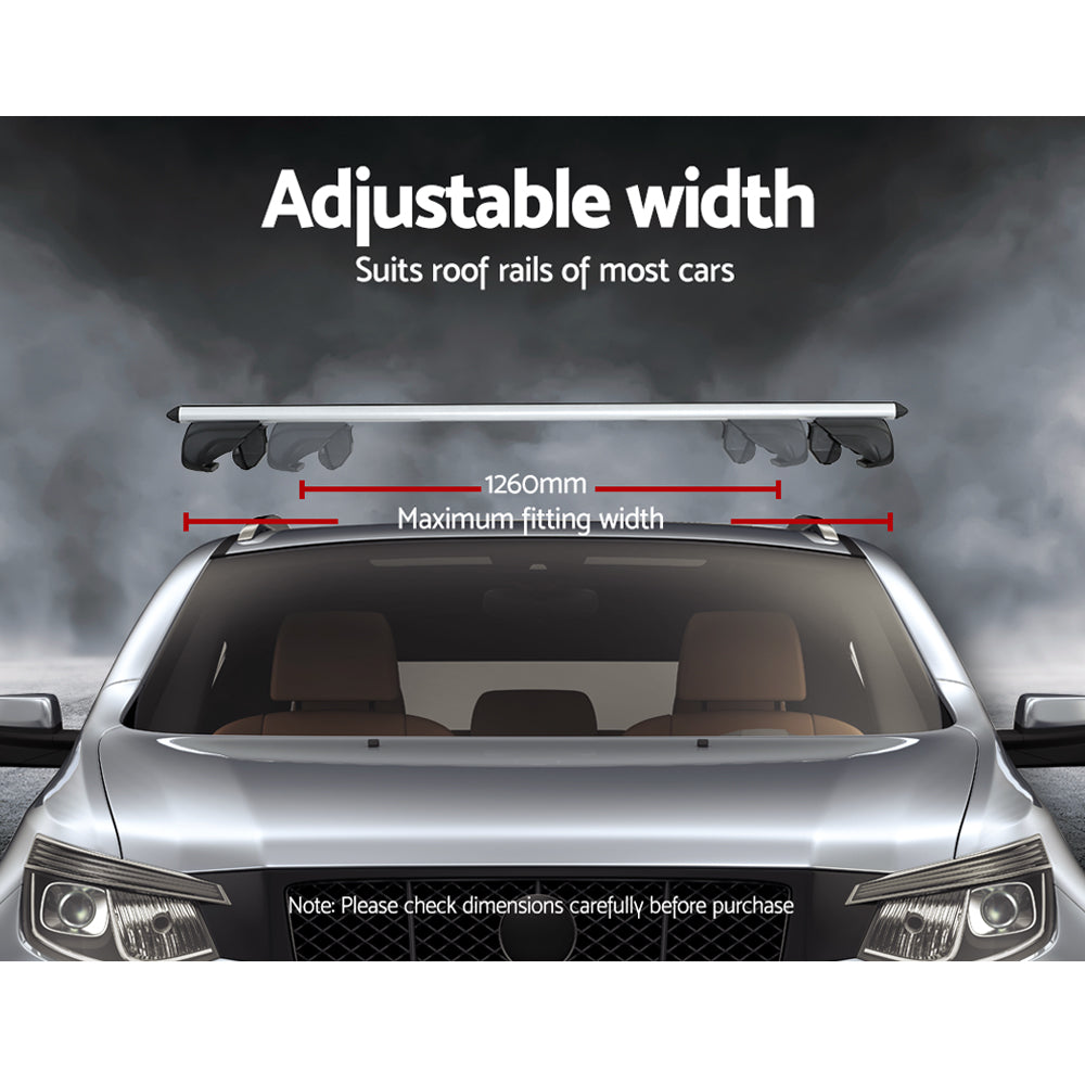 Universal Car Roof Rack Aluminium Cross Bars Adjustable 126cm Silver Upgraded Does not apply