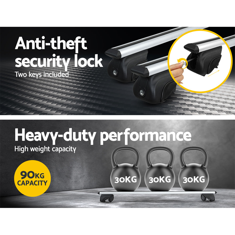 Universal Car Roof Rack Aluminium Cross Bars Adjustable 126cm Silver Upgraded Does not apply