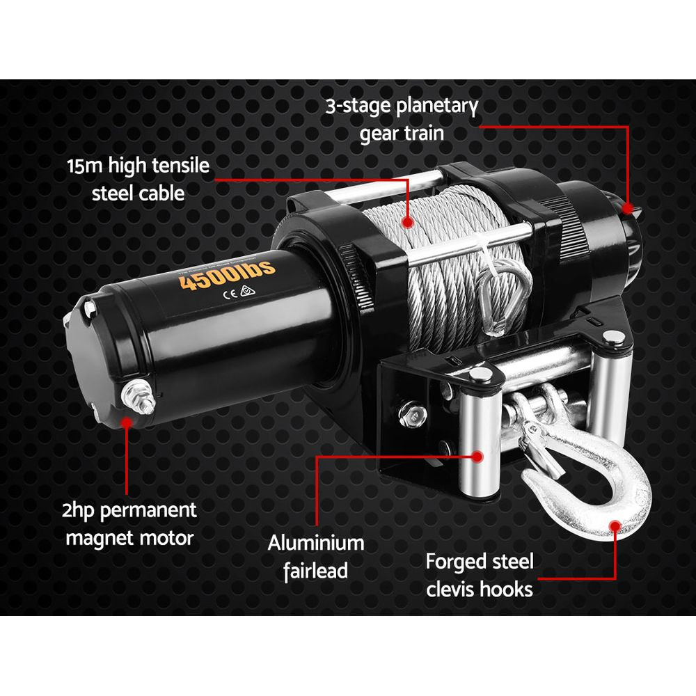 Giantz 12V Wireless Electric Winch Remote with Steel Cable Giantz