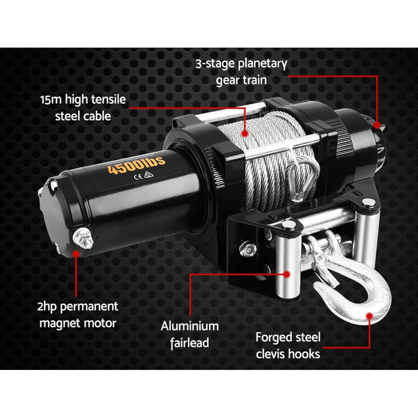 Giantz 12V Wireless Electric Winch Remote with Steel Cable Giantz