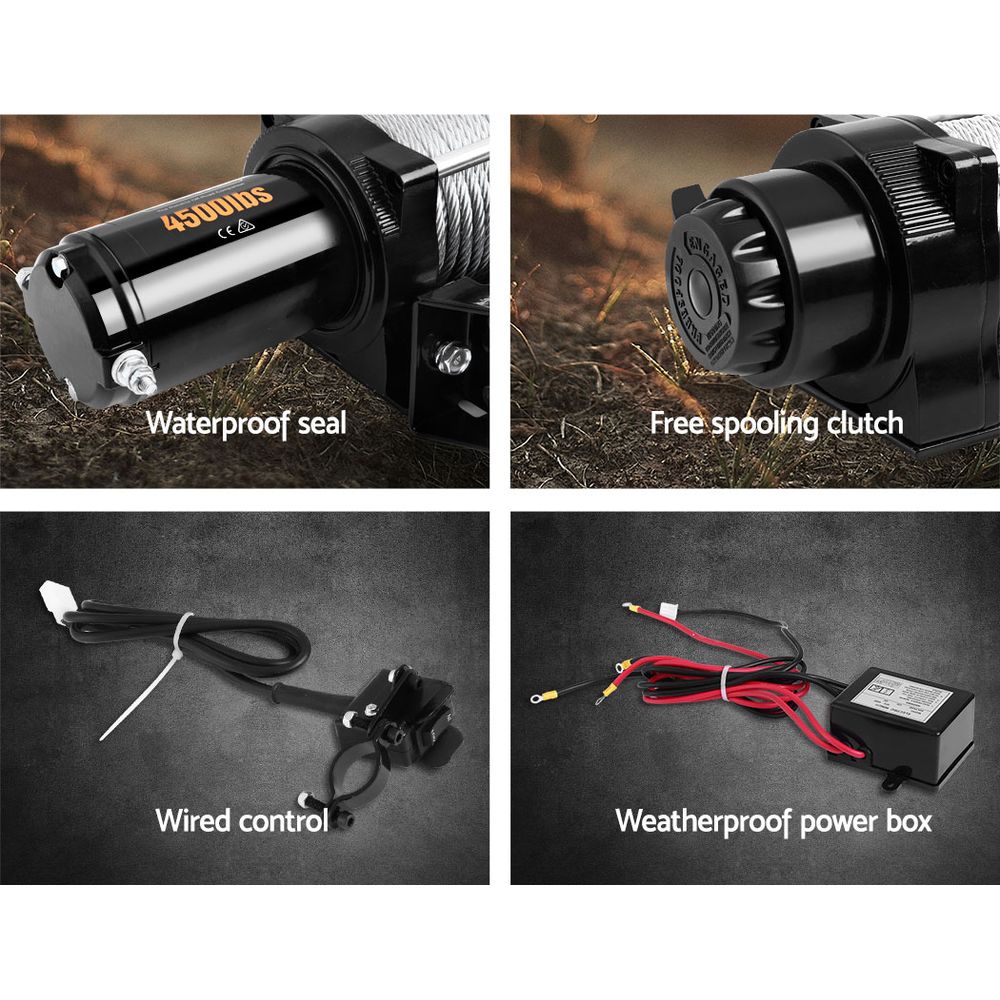 Giantz 12V Wireless Electric Winch Remote with Steel Cable Giantz