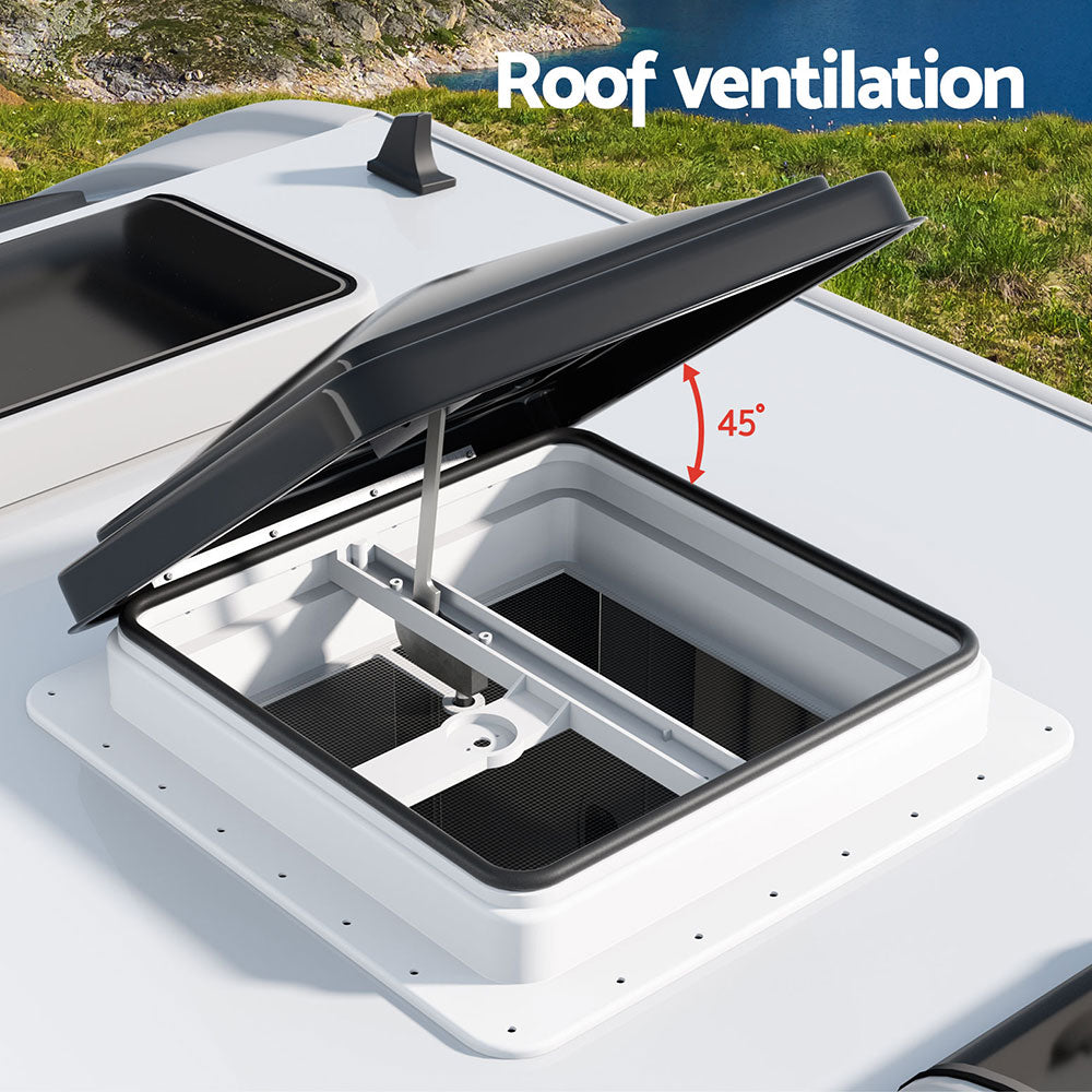 Weisshorn Caravan Roof Vent Hatch RV Skylight Motorhome Camper 350x350mm Black Does not apply