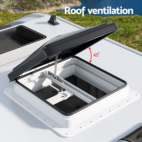 Weisshorn Caravan Roof Vent Hatch RV Skylight Motorhome Camper 350x350mm Black Does not apply