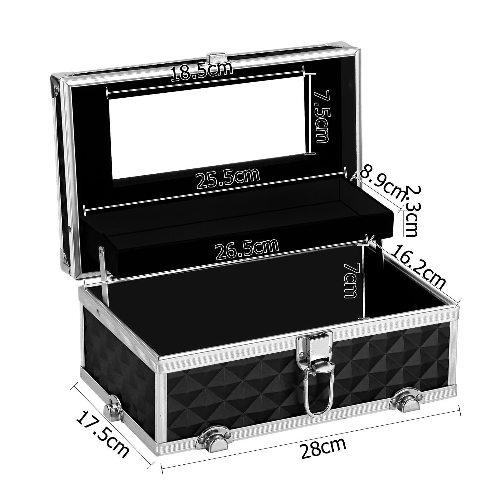 Embellir Portable Cosmetic Beauty Makeup Carry Case with Mirror - Diamond Black freeshipping - Awezingly
