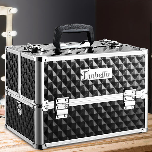 Embellir Portable Cosmetic Beauty Makeup Case - Diamond Black freeshipping - Awezingly