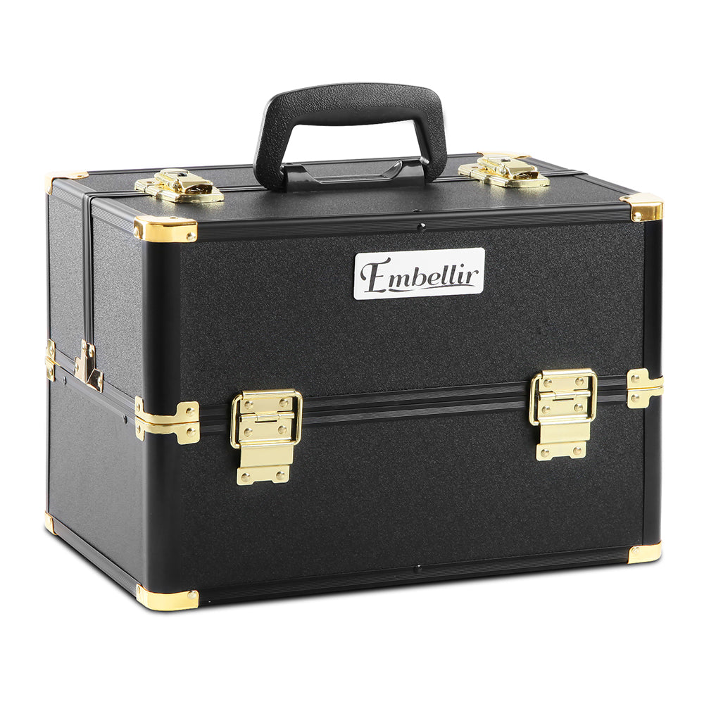Embellir Portable Cosmetic Beauty Makeup Case - Black & Gold freeshipping - Awezingly