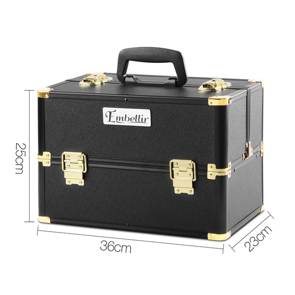 Embellir Portable Cosmetic Beauty Makeup Case - Black & Gold freeshipping - Awezingly
