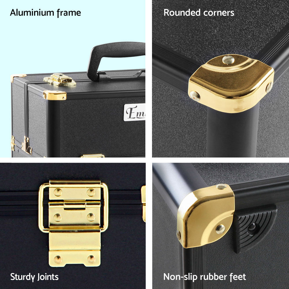 Embellir Portable Cosmetic Beauty Makeup Case - Black & Gold freeshipping - Awezingly