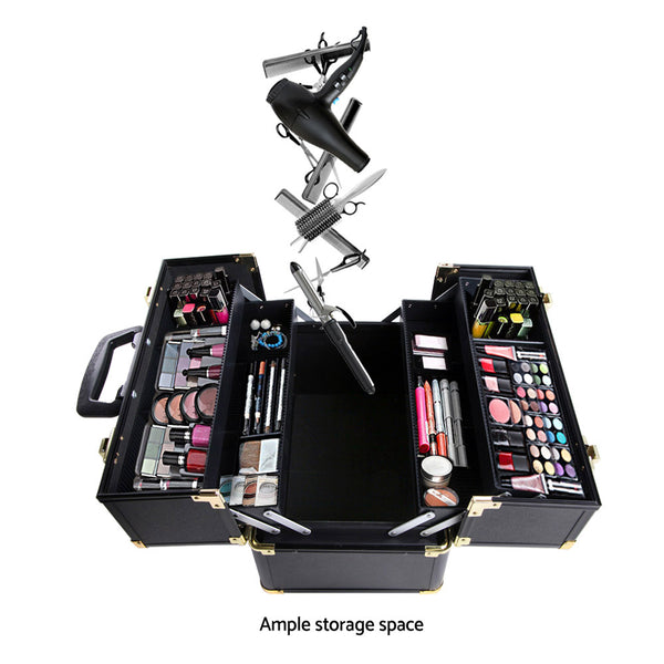 Embellir Portable Cosmetic Beauty Makeup Case - Black & Gold freeshipping - Awezingly