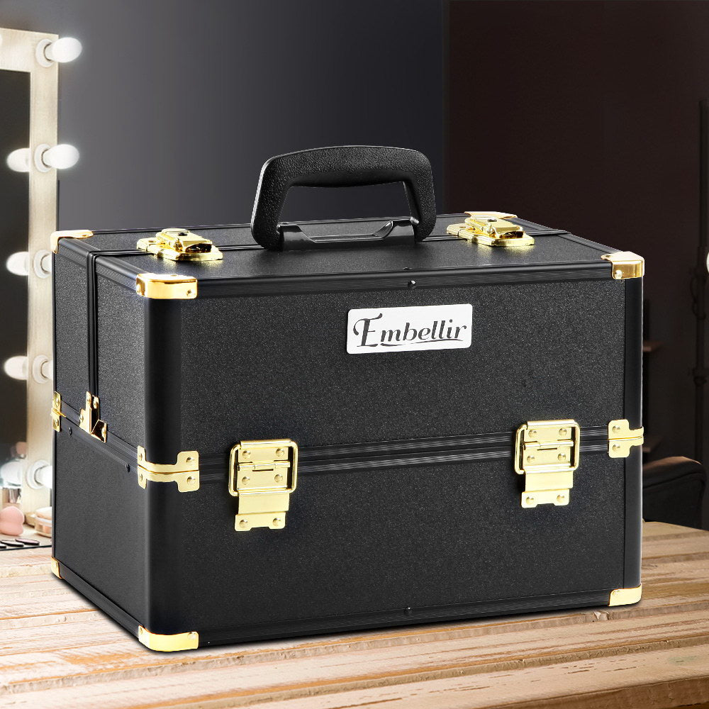 Embellir Portable Cosmetic Beauty Makeup Case - Black & Gold freeshipping - Awezingly