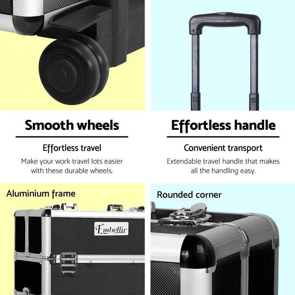 Embellir 7 in 1 Portable Cosmetic Beauty Makeup Trolley - Black freeshipping - Awezingly