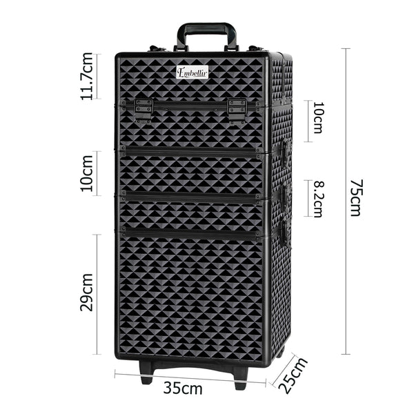 Embellir 7 in 1 Portable Cosmetic Beauty Makeup Trolley - Diamond Black freeshipping - Awezingly