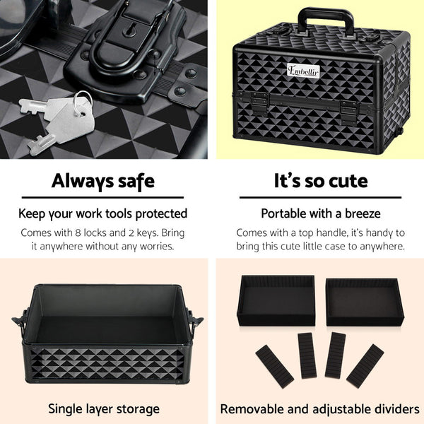 Embellir 7 in 1 Portable Cosmetic Beauty Makeup Trolley - Diamond Black freeshipping - Awezingly