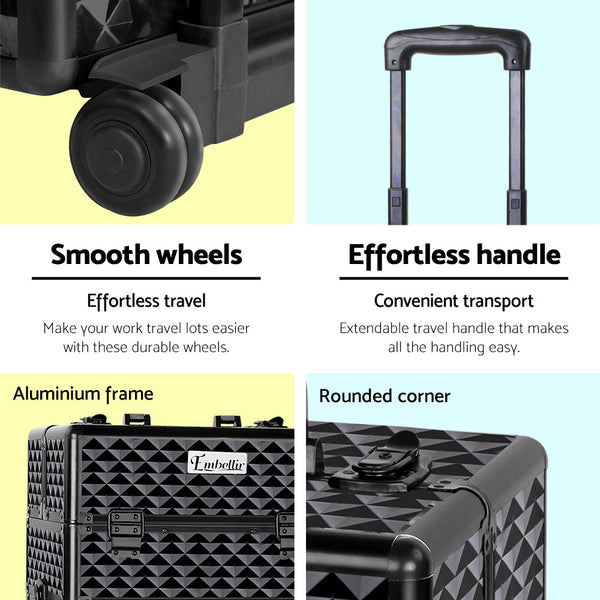 Embellir 7 in 1 Portable Cosmetic Beauty Makeup Trolley - Diamond Black freeshipping - Awezingly