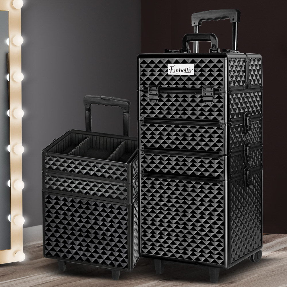 Embellir 7 in 1 Portable Cosmetic Beauty Makeup Trolley - Diamond Black freeshipping - Awezingly