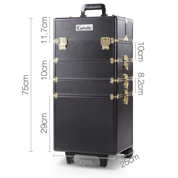 Embellir 7 in 1 Portable Cosmetic Beauty Makeup Trolley - Black & Gold freeshipping - Awezingly