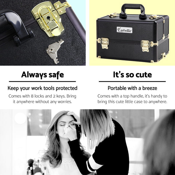 Embellir 7 in 1 Portable Cosmetic Beauty Makeup Trolley - Black & Gold freeshipping - Awezingly