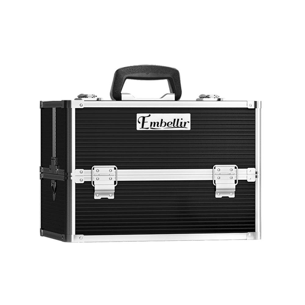 Embellir Portable Cosmetic Beauty Makeup Case with Mirror - Black Embellir