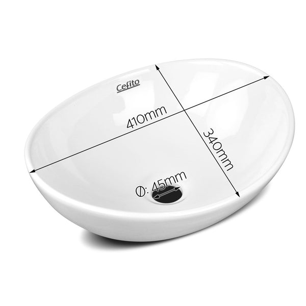 Cefito Ceramic Oval Sink Bowl - White freeshipping - Awezingly