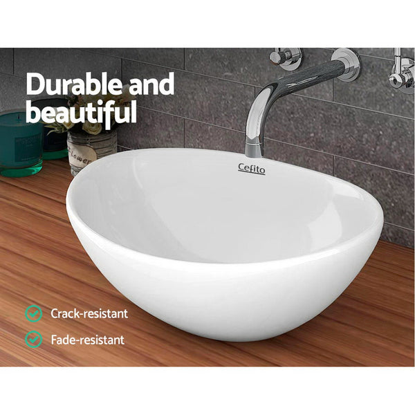 Cefito Ceramic Oval Sink Bowl - White freeshipping - Awezingly