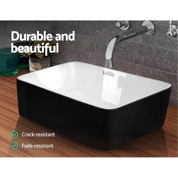 Cefito Ceramic Bathroom Basin Sink Vanity Above Counter Basins Bowl Black White freeshipping - Awezingly