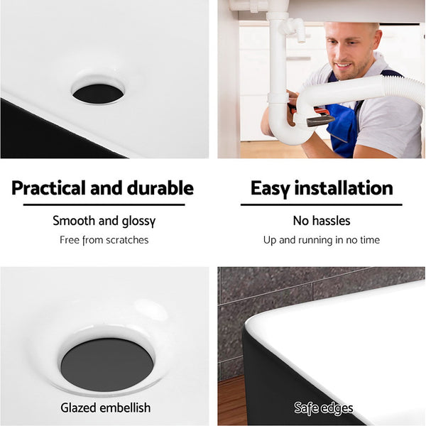 Cefito Ceramic Bathroom Basin Sink Vanity Above Counter Basins Bowl Black White freeshipping - Awezingly