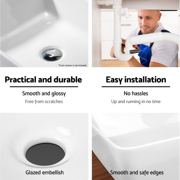 Cefito Ceramic Rectangle Sink Bowl - White freeshipping - Awezingly