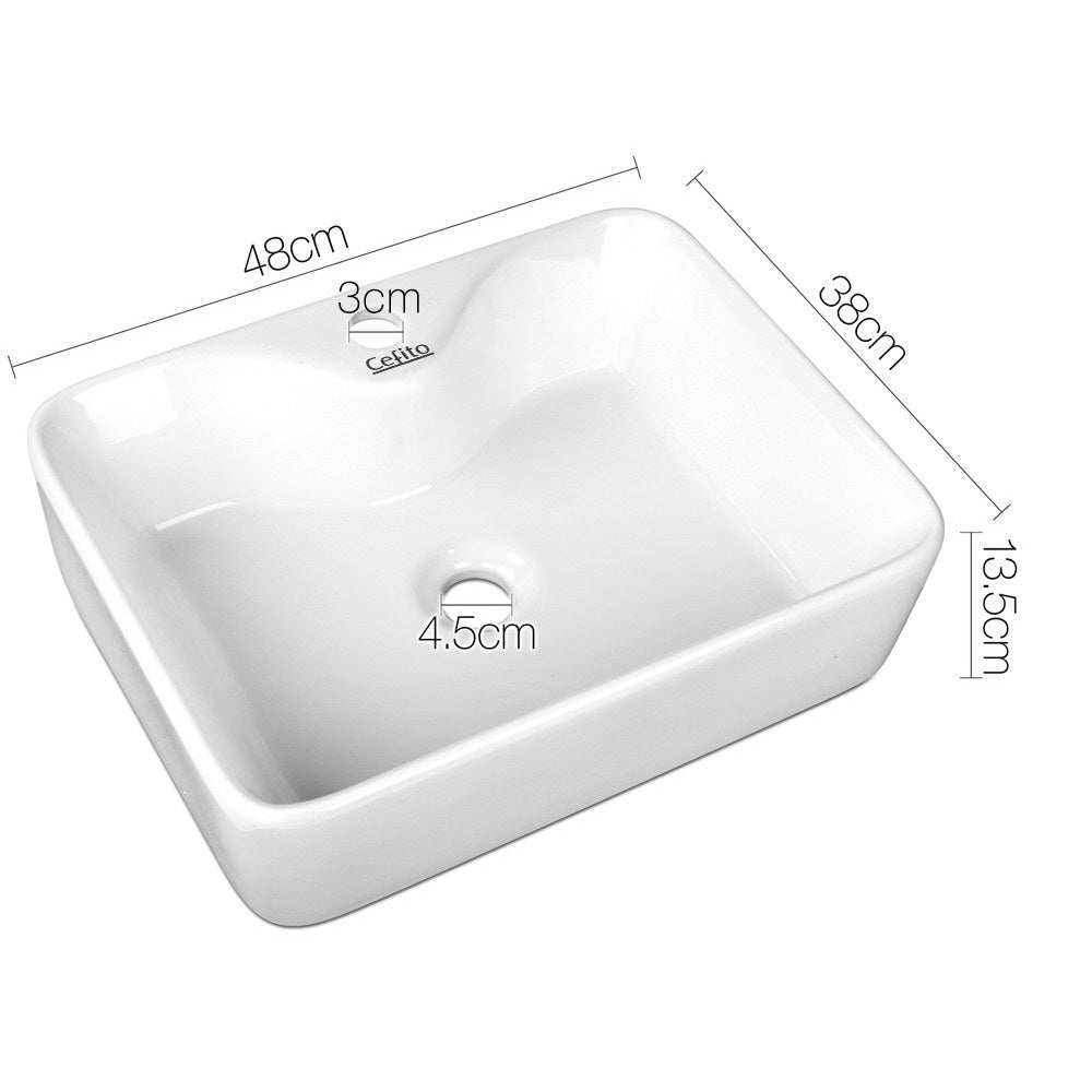 Cefito Ceramic Rectangle Sink Bowl - White freeshipping - Awezingly
