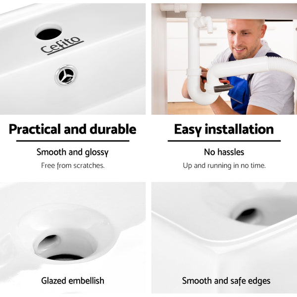 Cefito Ceramic Rectangle Sink Bowl - White freeshipping - Awezingly