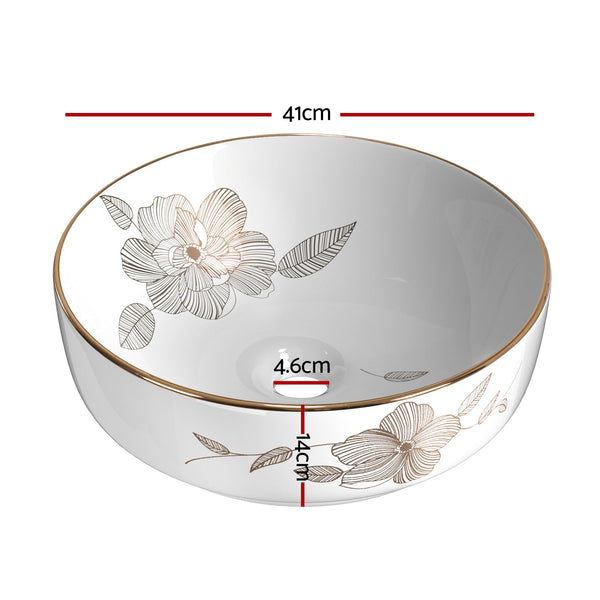 Cefito Bathroom Basin Ceramic Vanity Sink Hand Wash Bowl with Pattern 41x41cm Does not apply