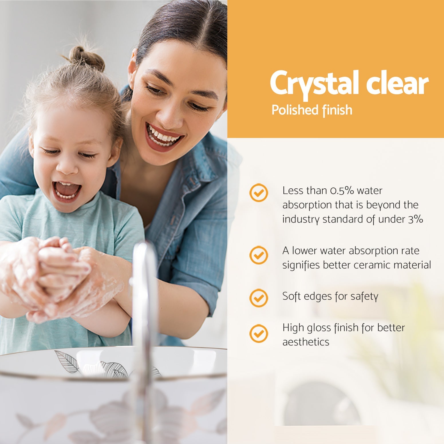 Cefito Bathroom Basin Ceramic Vanity Sink Hand Wash Bowl with Pattern 41x41cm Does not apply