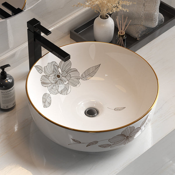 Cefito Bathroom Basin Ceramic Vanity Sink Hand Wash Bowl with Pattern 41x41cm Does not apply