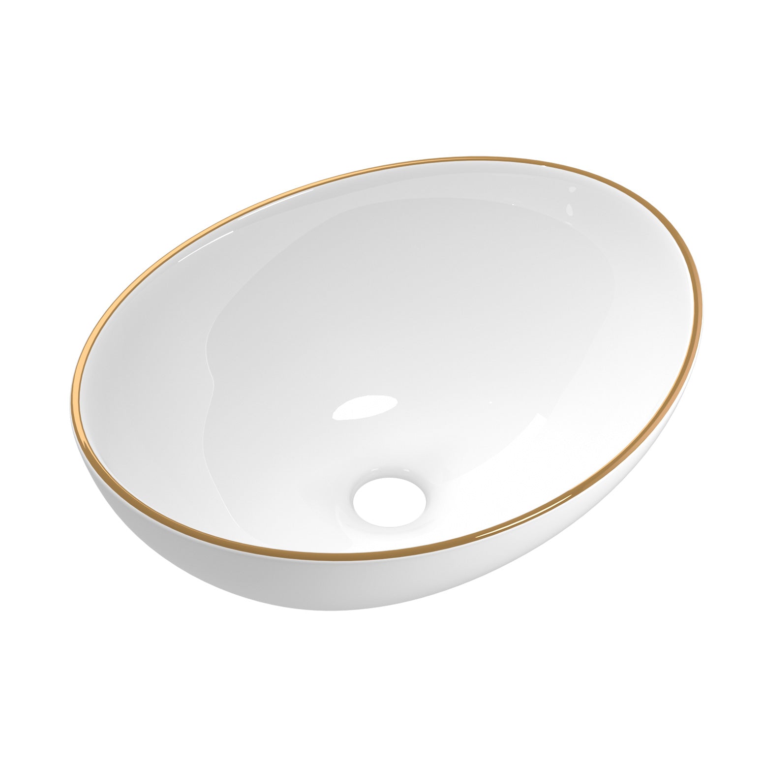 Cefito Bathroom Basin Ceramic Vanity Sink Hand Wash Bowl Gold Line 41x34cm Does not apply