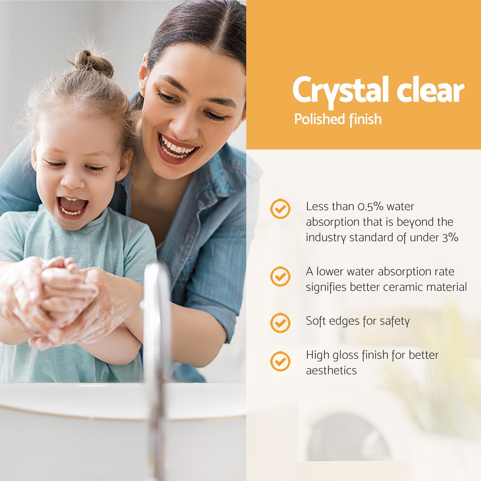 Cefito Bathroom Basin Ceramic Vanity Sink Hand Wash Bowl Gold Line 41x34cm Does not apply