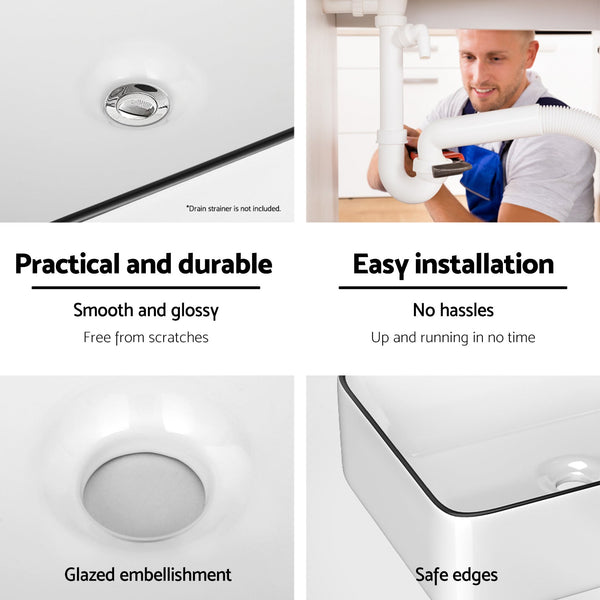 Cefito Bathroom Basin Ceramic Vanity Sink Hand Wash Bowl Above Counter 48x37cm Does not apply