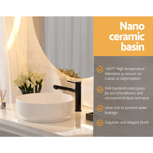 Cefito Bathroom Basin Ceramic Vanity Basin Above Counter White Hand Wash RIGO