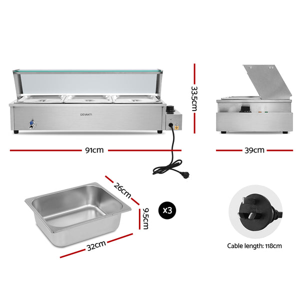 Devanti Commercial Food Warmer Bain Marie Electric Buffet Pan Stainless Steel freeshipping - Awezingly