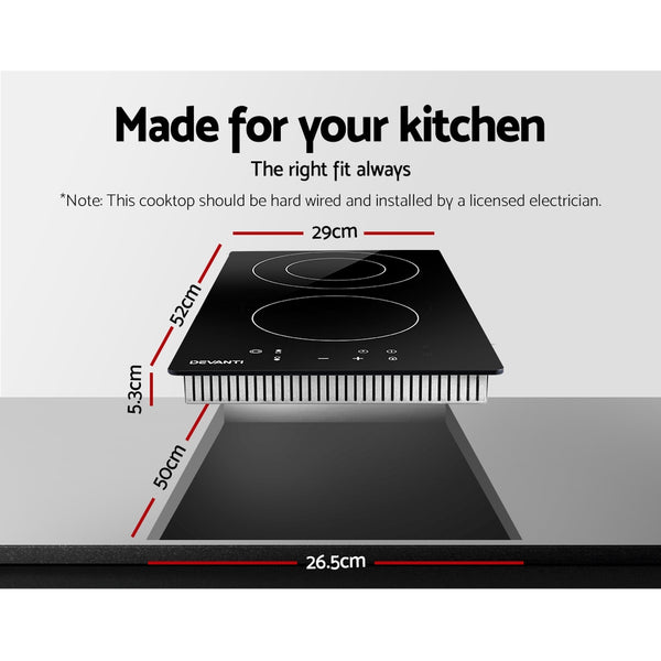 Devanti Electric Ceramic Cooktop 30cm Kitchen Cooker Cook Top Hob Touch Control 3-Zones freeshipping - Awezingly