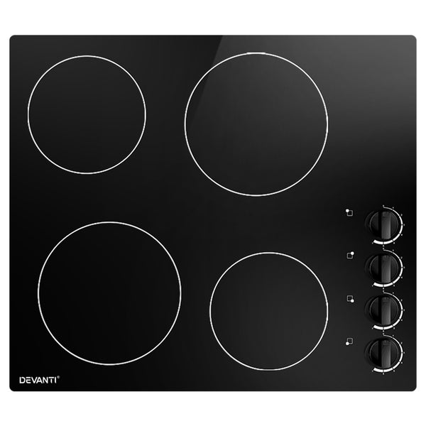 Devanti Ceramic Cooktop 60cm Electric Kitchen Burner Cooker 4 Zone Knobs Control freeshipping - Awezingly