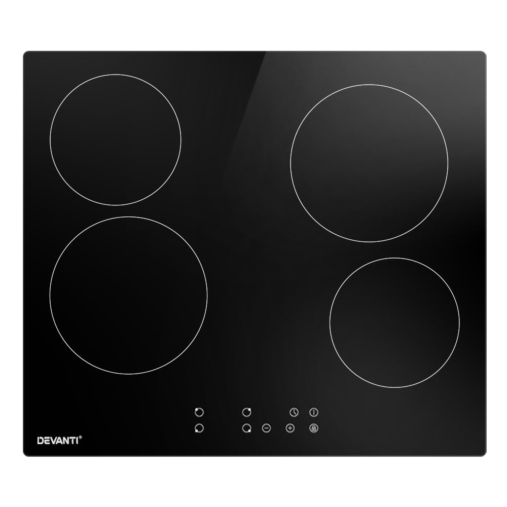 Devanti Ceramic Cooktop 60cm Electric Cooker 4 Burner Stove Hob Touch Control Devanti