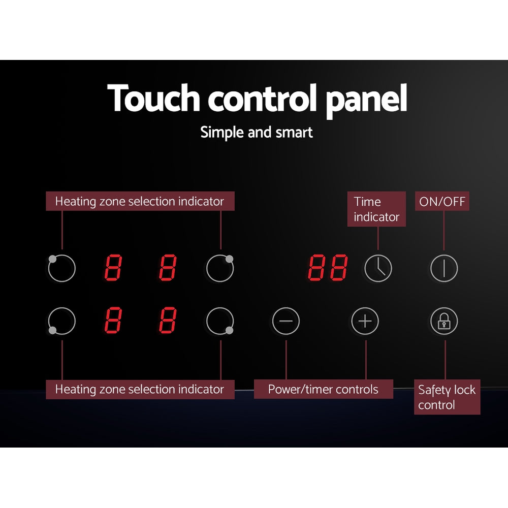 Devanti Ceramic Cooktop 60cm Electric Cooker 4 Burner Stove Hob Touch Control Devanti