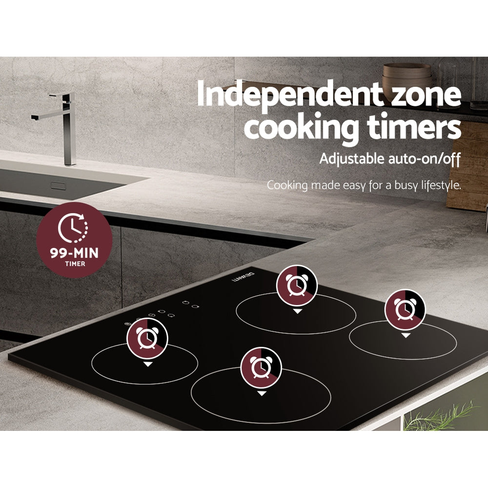Devanti Ceramic Cooktop 60cm Electric Cooker 4 Burner Stove Hob Touch Control Devanti