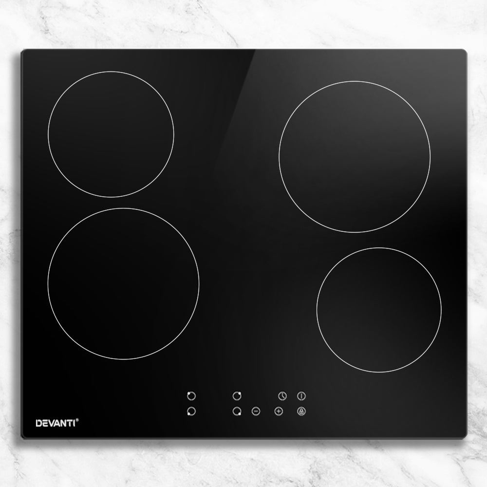 Devanti Ceramic Cooktop 60cm Electric Cooker 4 Burner Stove Hob Touch Control Devanti