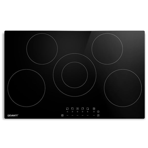 Devanti 90cm Ceramic Cooktop Electric Cook Top 5 Burner Stove Hob Touch Control 6-Zones Devanti