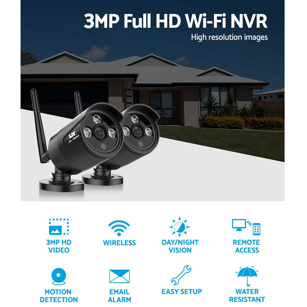 UL-tech Wireless CCTV System 2 Camera Set For DVR Outdoor Long Range 3MP UL-TECH