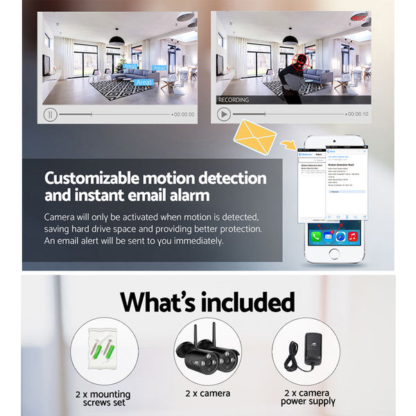 UL-tech Wireless CCTV System 2 Camera Set For DVR Outdoor Long Range 3MP UL-TECH